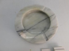 Vintage Marble Ashtray, 7 inch, Grey  White, Heavy