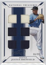 2019 National Treasures Game Gear Material Sixes 6/99 Justus Sheffield ex0