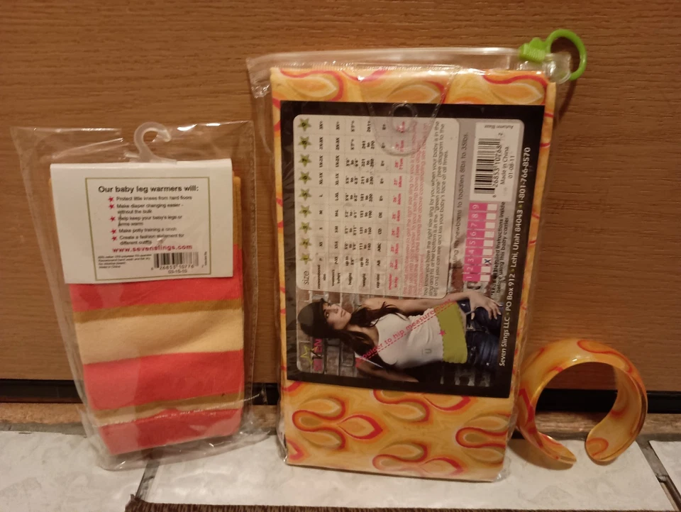 Conjunto de regalo portador de siete cabestrillos calentador de piernas de bebé pulsera otoño amarillo brillante talla 3 Foto 2 de 4