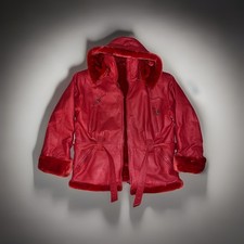 Wilda Red Genuine Leather Jacket Faux Fur Lin...