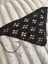 Crochet Lace Headscarf Handmade Boho Bandana, Vintage Hair Accessory