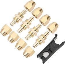 4 Conectores Reutilizables de Latón Sólido para Manguera de Aire PU 1/4"