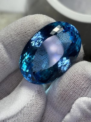 100 Ct +Certified Natural Brazilian Blue Color Topaz Oval Cut Gemstone