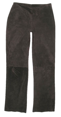 - VERO MODA - women's suede leather pants without pockets dark brown size S approx. 36