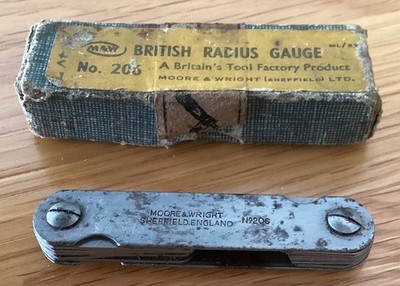 VINTAGE MOORE & WRIGHT BRITISH RADIUS GAUGE NUMBER 206 IN OVP