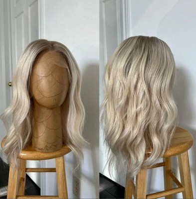 Mixed White Platinum Dark Root 13x4 Lace Front Perücke 100% Echthaar Perücke