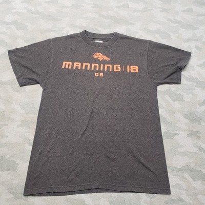 Denver Broncos Shirt Mens Medium Gray Manning #18 NFL Team Apparel Short Sleeve