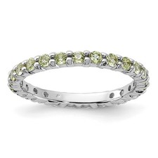 925 Sterling Silver Stackable Expressions Peridot Ring Size 6