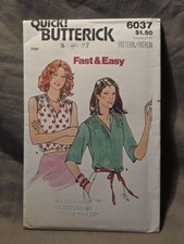 Butterick Pattern 6037 UNCUT Vintage 1970s Misses Blouse Size Large