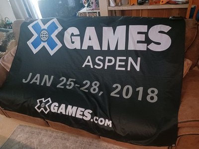 X Games ASPEN 2018 Banner 5ft 9 1/2 x 4FT...BAR....MAN Cave....Garage Wall Decor