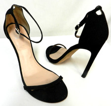 Stuart Weitzman Nudistsong Textured Suede Leather Size 8.5 heels sandals black