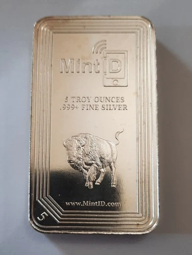 MintID 5 oz .999 Silver Bar Buffalo Design with NFC Authentication