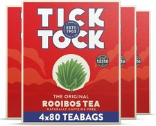 Tick Tock Rooibos Tea Bags 320 Pack Caffeine-Free Naturally Sweet Redbush 0.07 per strip