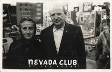 RPPC Nevada Club Las Vegas NV Casino 1958 Gambling Couple Posing By Slots