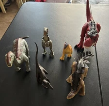 Lot Of 6 Toy Dinosaurs. Variety Of Brands And Sizes Including 2 That Move & Roar