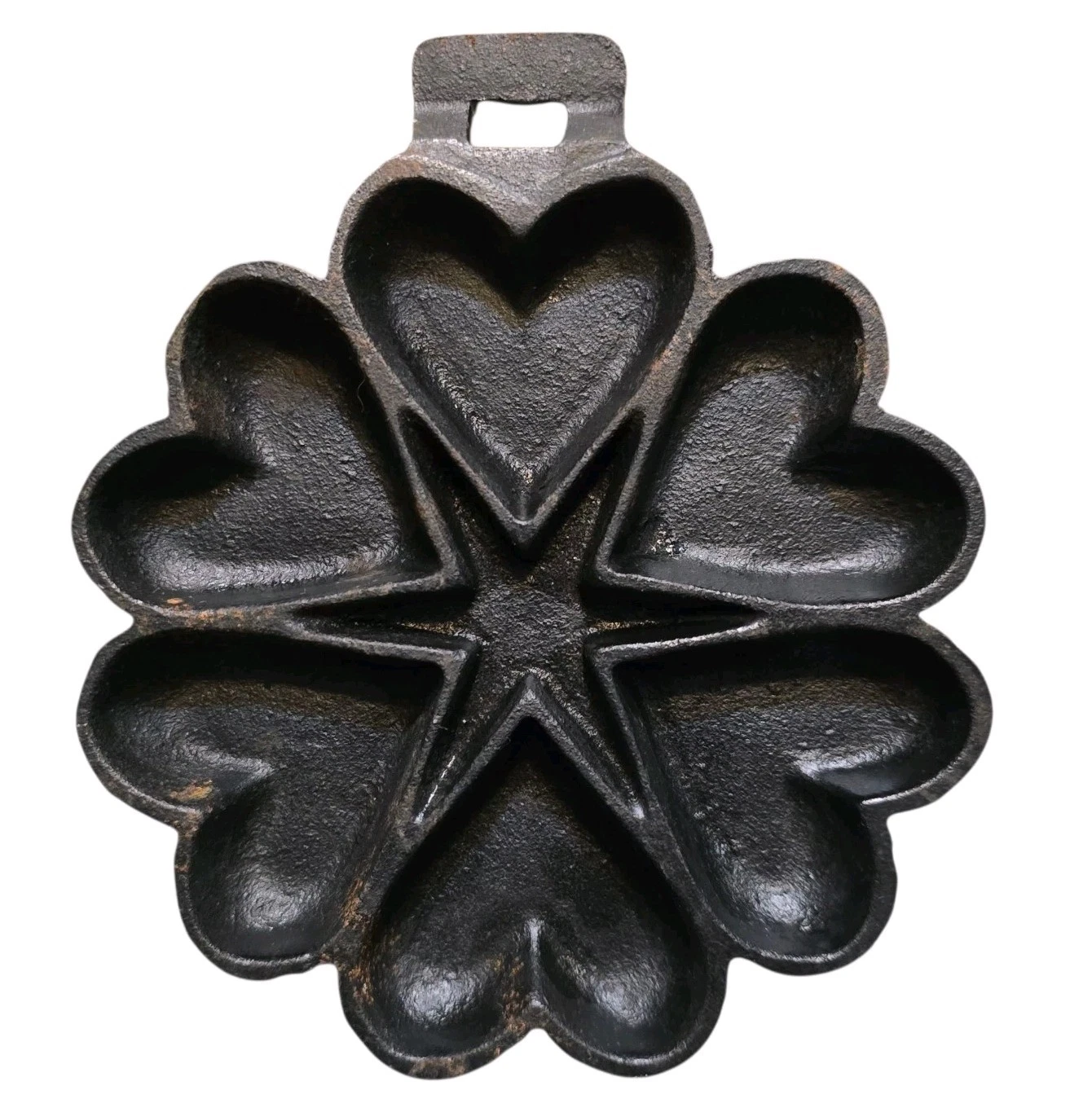 Cast Iron Heart Star Muffin Pan 6.5” Mold Wall Hanging Kitchen Decor