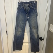 VTG 60s Distressed Wrangler Sanforized Blue Jeans 14 USA