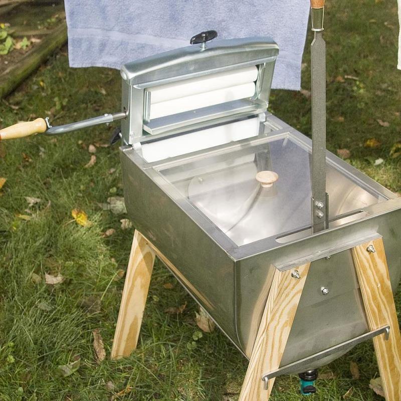 Lehman's Laundry Agitator Hand Washer Tub and Wringer with Wooden