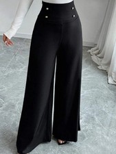 Women's Fashionable and Elegant Solid Color Wide-Leg Pants for Spring and Autumn
