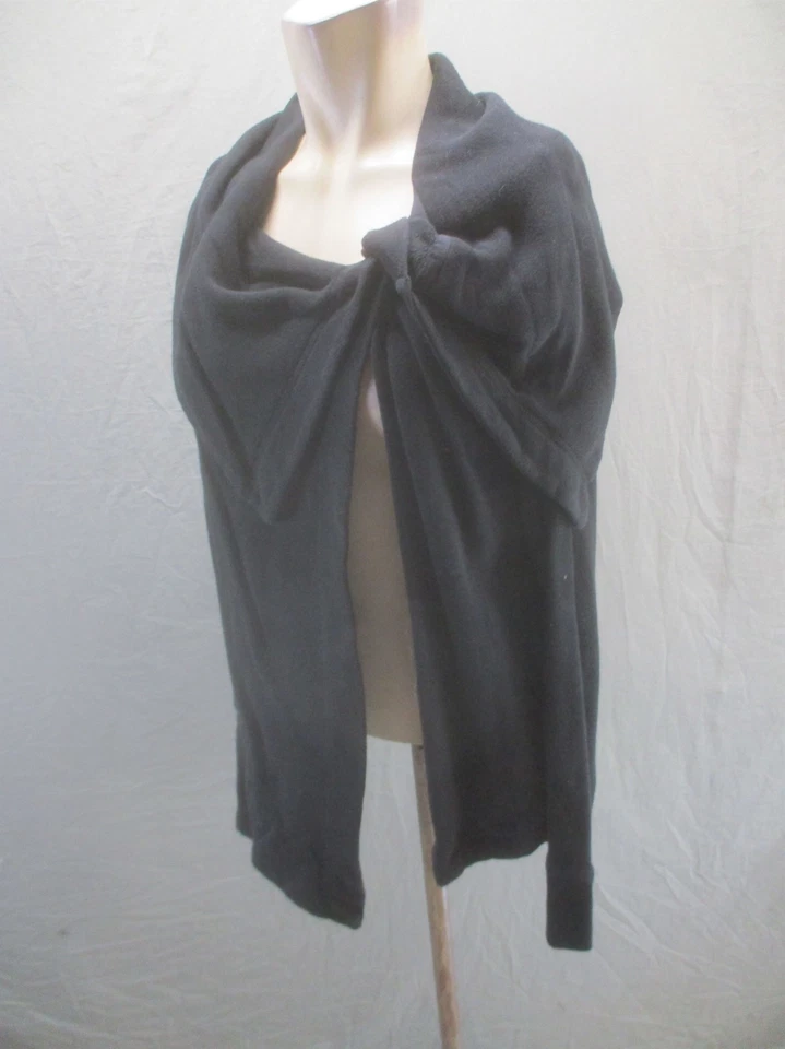 Zella Size M Womens Black Cotton Blend Long Sleeve Collared Activewear Cape 130 - Image 3 of 4