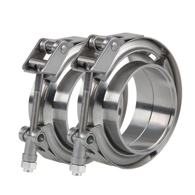 2 PCS 2.75 Inch Quick Release V Band Clamp Male Female Flanges 304 Steel