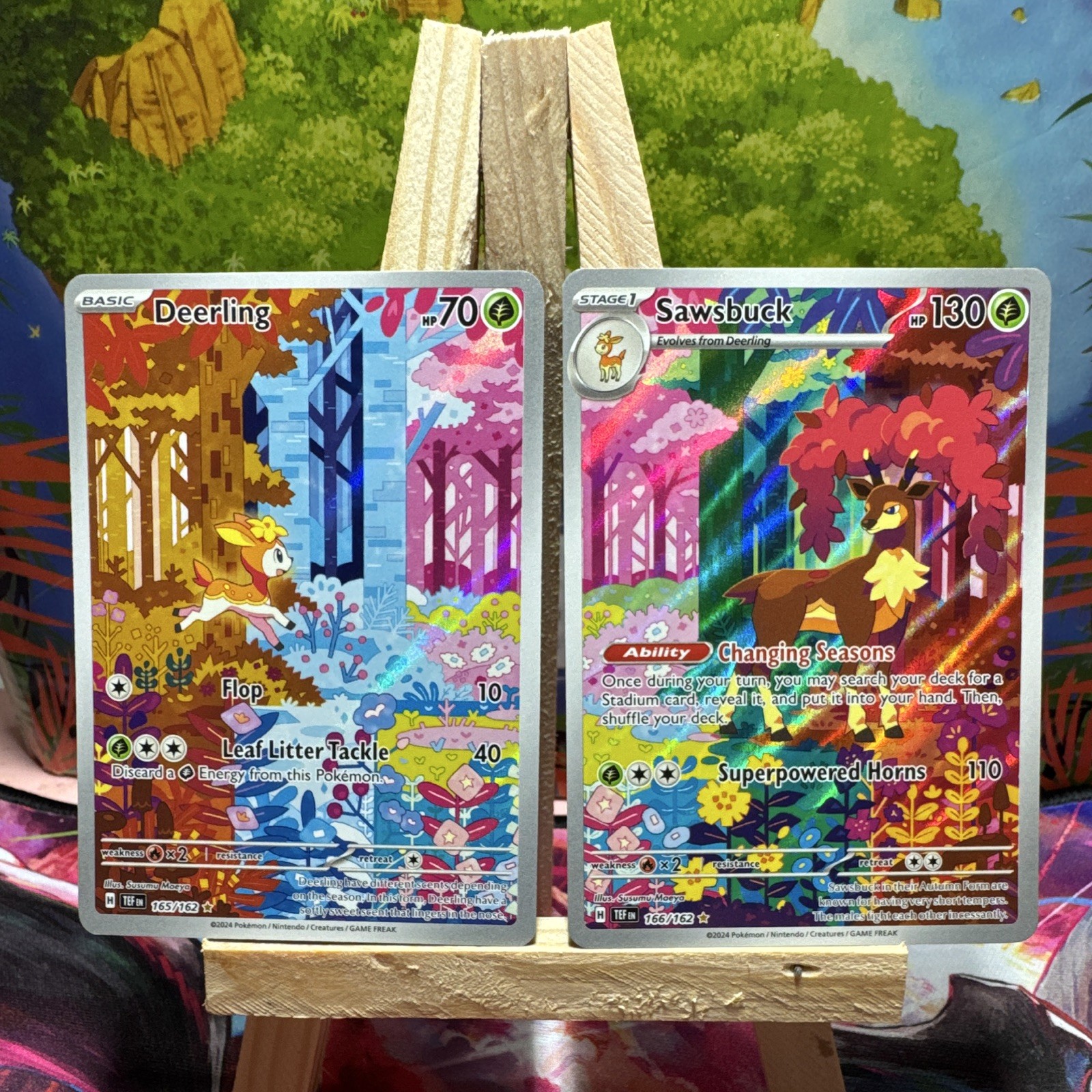 Pokemon TCG Temporal Forces Deerling 165/162 & Sawsbuck 166/162 Holo Lot EN