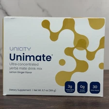 Unicity Unimate Yerba Mate Drink Mix - Lemon Ginger - 30 Sticks - Exp: 05/27