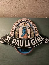 Vintage St Pauli Girl Beer Sign, 3D Style Hard Plastic-Very Good