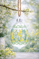 Gisela Graham Glass Egg Hanging Decoration Mimosa Design Esater Spring Gift
