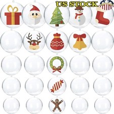 Fillable Christmas Ornaments Balls Clear Plastic DIY Craft Hanging Decor 25 Pack