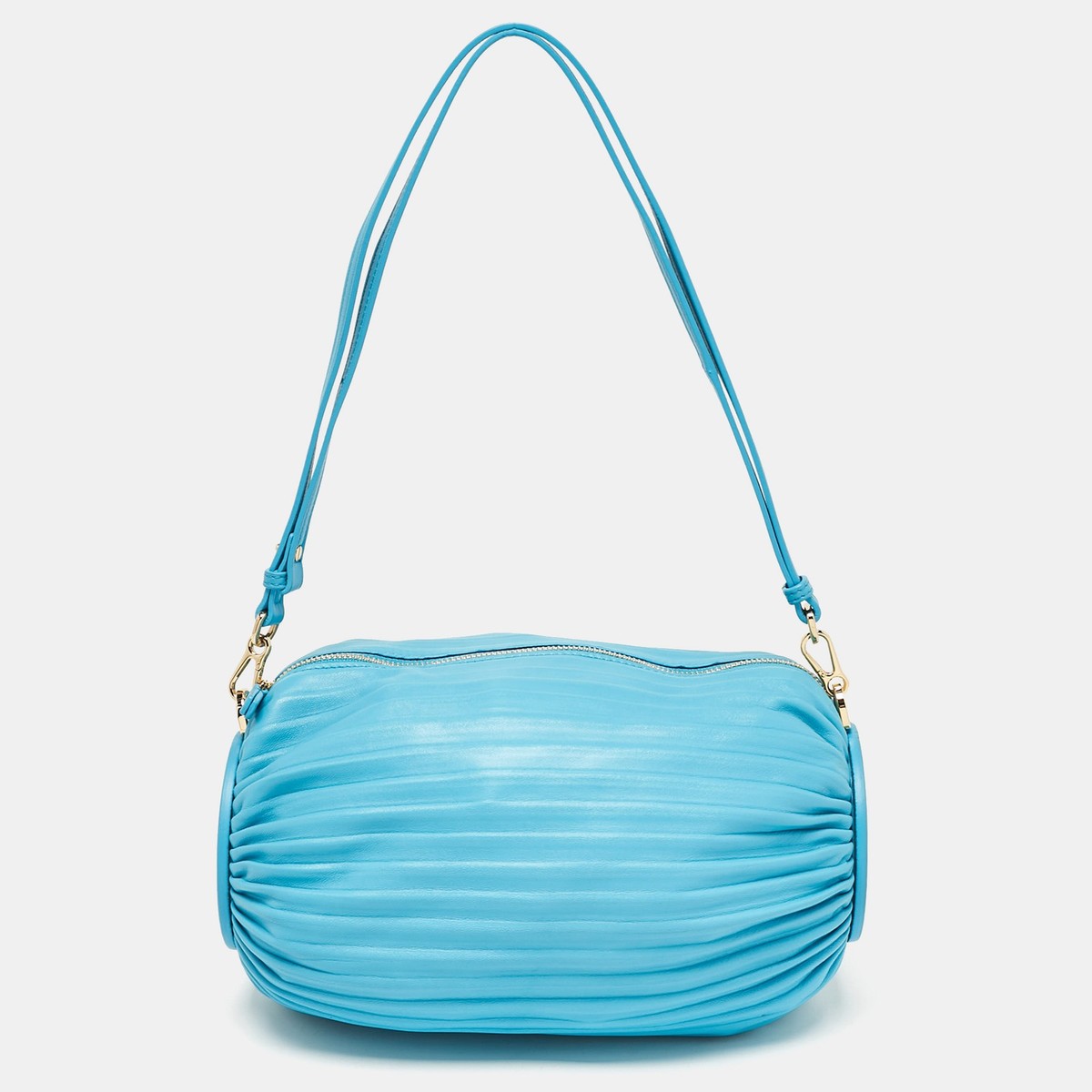 LOEWE ライトブルー ケース Loewe Light Blue Pleated Leather Bracelet Pouch Bag | eBay