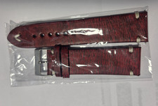 RED 24mm Retro Genuine Leather Watch Strap/Band with Buckle