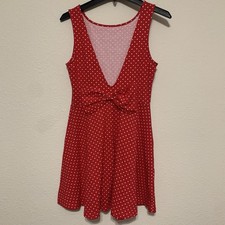 NWT Forever 21 Large Red Polka Dot Dress with Bow Mini Low-cut Cotton VDay Girly