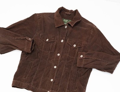 Vintage Eddie Bauer 90s Corduroy Harrington Jacket L Tall Heritage Brown Button