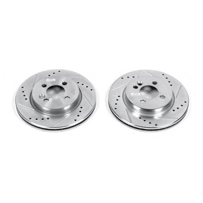 PowerStop Evolution Drilled Slotted Rotors Pair Front For Mini Cooper