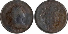 Rare Beautiful 1807 Draped Bust Liberty Head Copper Half Cent C-1 NGC XF 40 BN