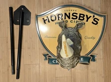 Hornsby's Hard Cider Rhinoceros Rhino Head Mounted on Tin Sign w/Metal Pole