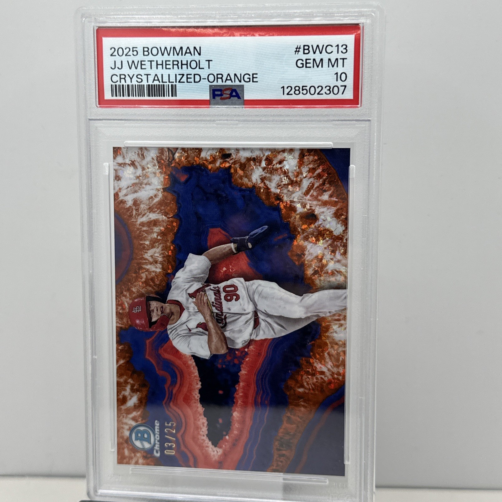 2025 Bowman Chrome Crystallized Orange #3/25💎PSA 10 💎 JJ Wetherholt Rookie SP