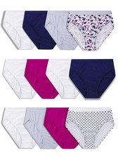 Fruit of the Loom Hi Cut Panties 100 Cotton Hi-cut 12 Pack Size 9/2XL   No Tags