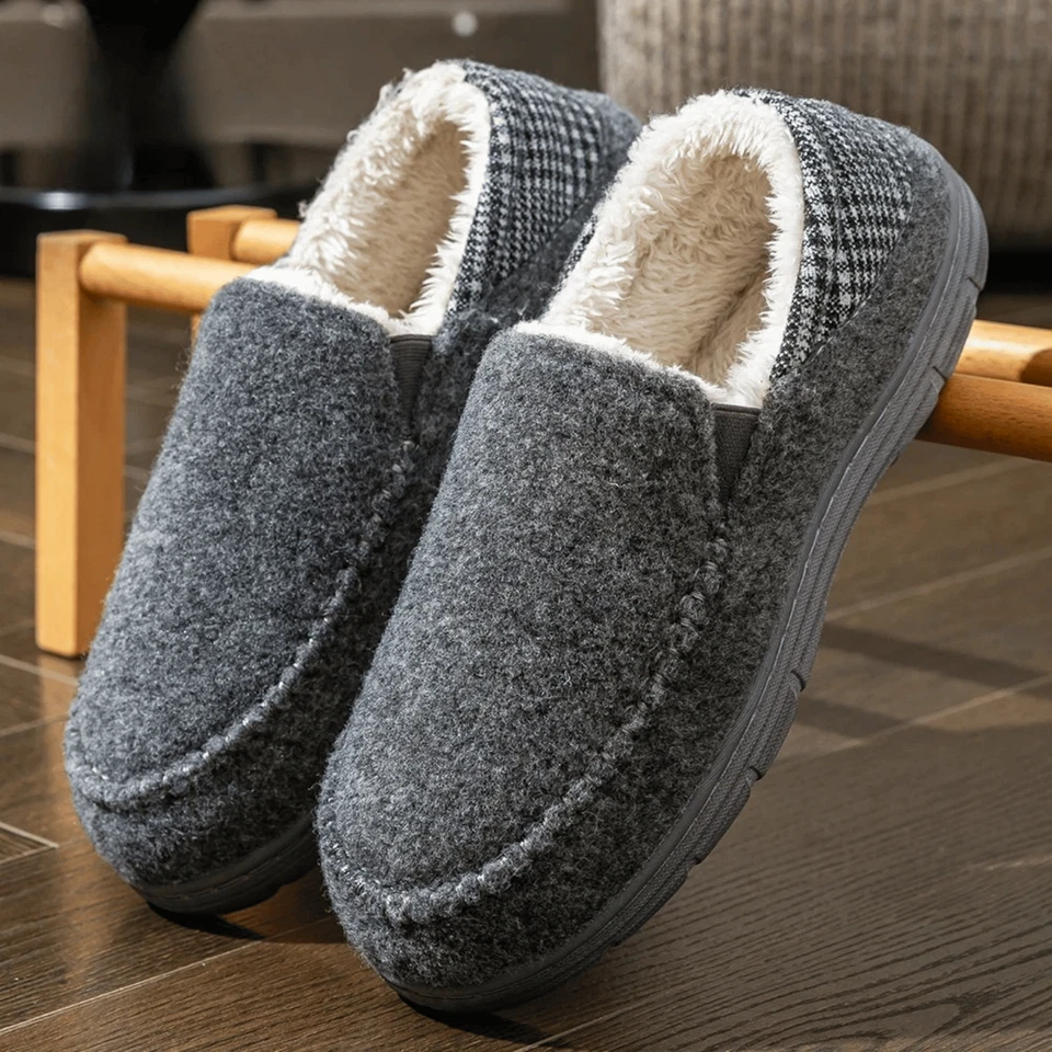 Мужские зимние тапочки с эффектом памяти пены мягкие теплые нескользящие домашние туфли для помещений - Изображение 4 из 4