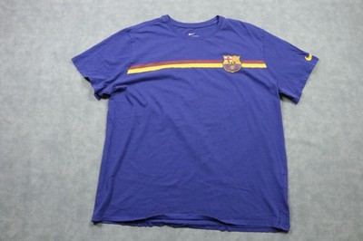 FC Barcelona Shirt Mens XL Blue Soccer Nike FCB Crest Stripe Graphic Tee Top