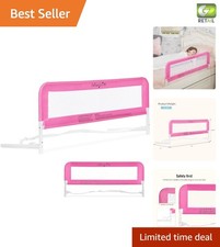 Toddler Bed Safety Rail, Adjustable and Portable, Pink Mesh - 40x15 for Twin