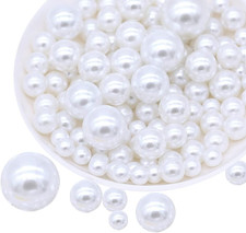 104pcs Mixed Size Pearls Beads No Holes 8mm, 14mm, 20mm Pearls for Vase Filler,