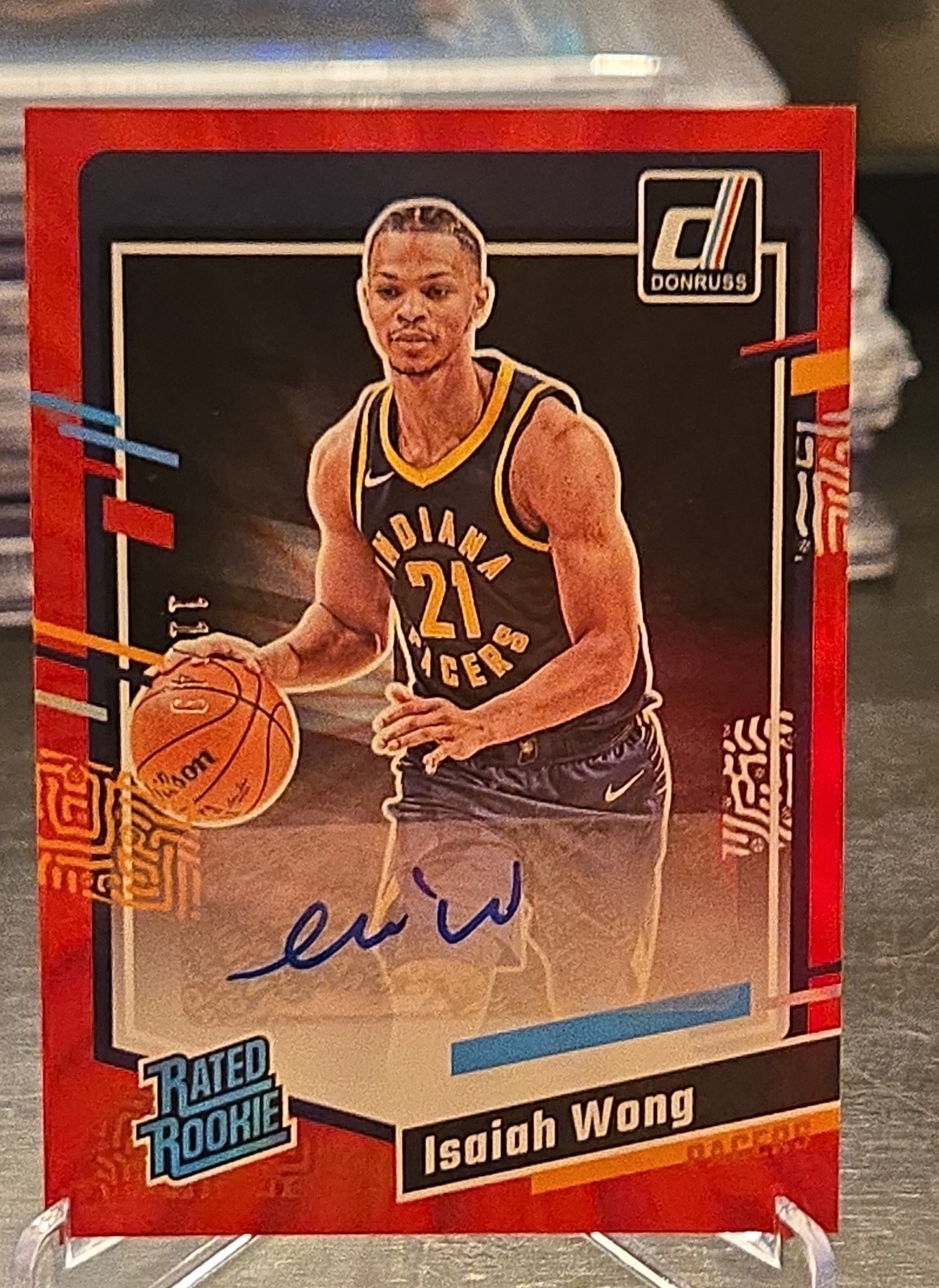 2023-24 Panini Donruss - Rated Rookie Isaiah Wong #283 Holo Red Laser Signatures