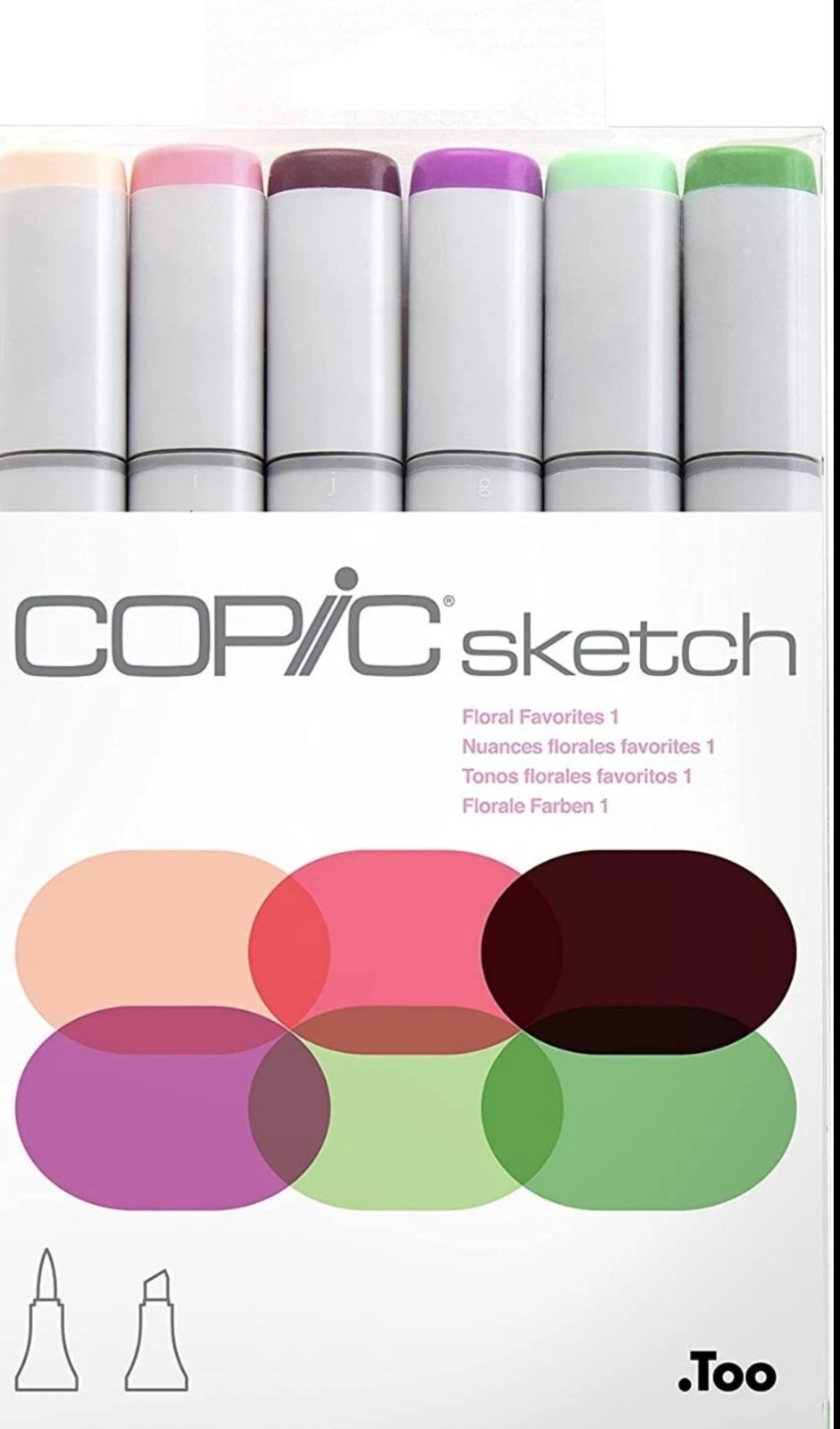 Copic Sketch 6-Piece Marker Set FLORAL FAVORITES 1 (R01,RV13,RV69,V05,YG41/45)