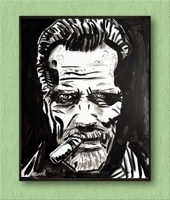 Unique Arnold Schwarzenegger Noir Style Portrait Acrylic Painting 20x16'' Canvas