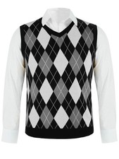 Mens Argyle Sweater Vest V-Neck Sleeveless Pullover Slim Fit Lightweight Casual