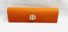 Tory Burch Eyeglasses Case Only Faux Leather Textured Orange Soft Case Small