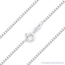 1.3mm Classic Box Link Italian Chain Necklace in Solid 925 Italy Sterling Silver