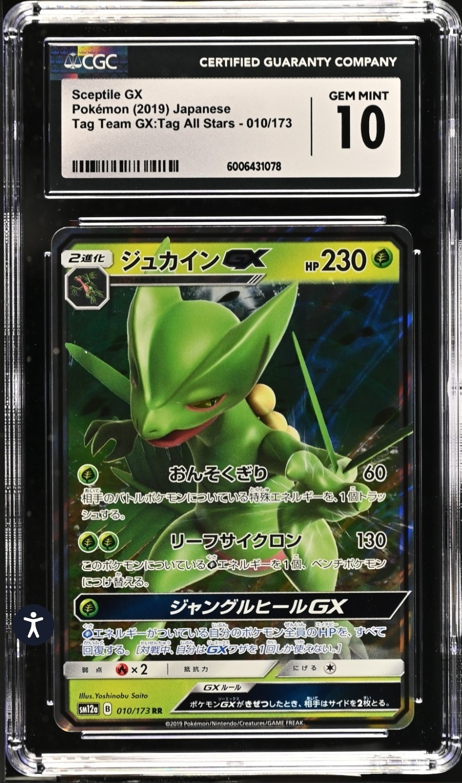 ✨Sceptile GX 010/173 Tag Team GX Tag All Stars Holo Japanese CGC 10 GEM MT💎RARE